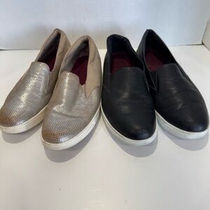Munro Black and Silver Flats with Slip-On Design